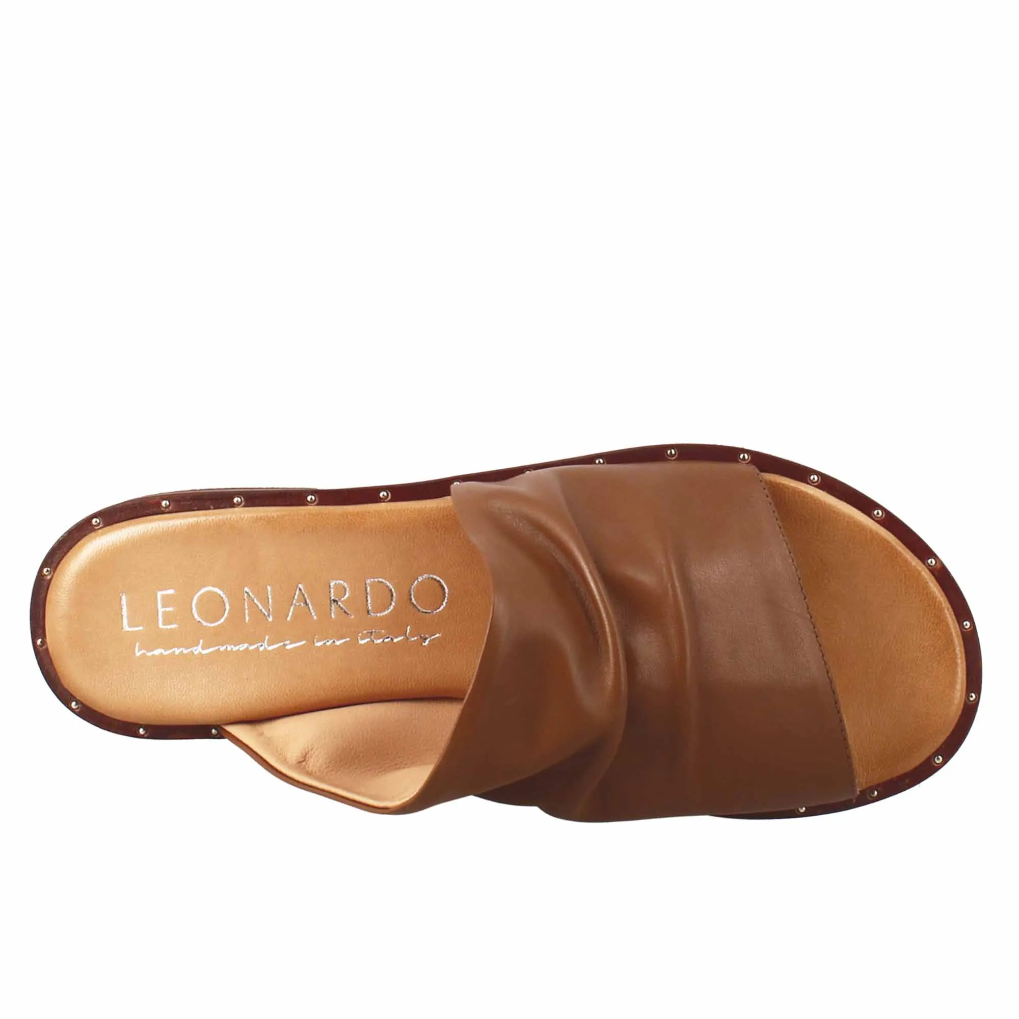 Sandalo da donna a fascia in pelle marrone