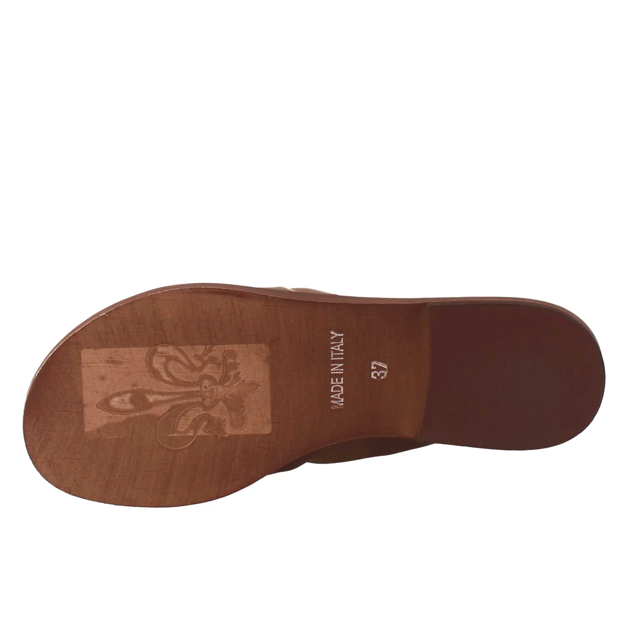 Sandalo da donna a fascia in pelle marrone