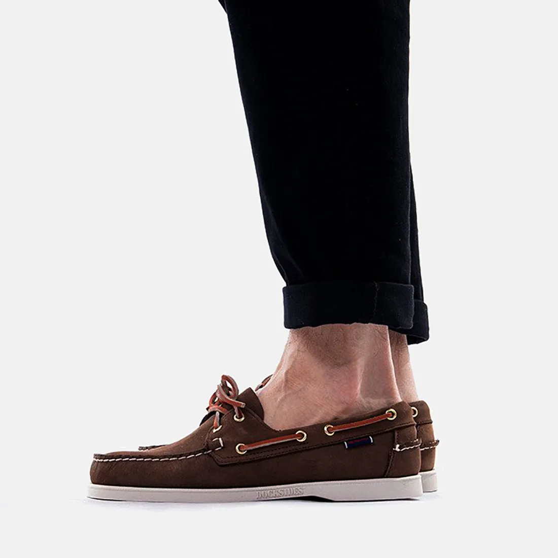 Scarpa da barca Sebago Docksides Portland in nabuck marrone