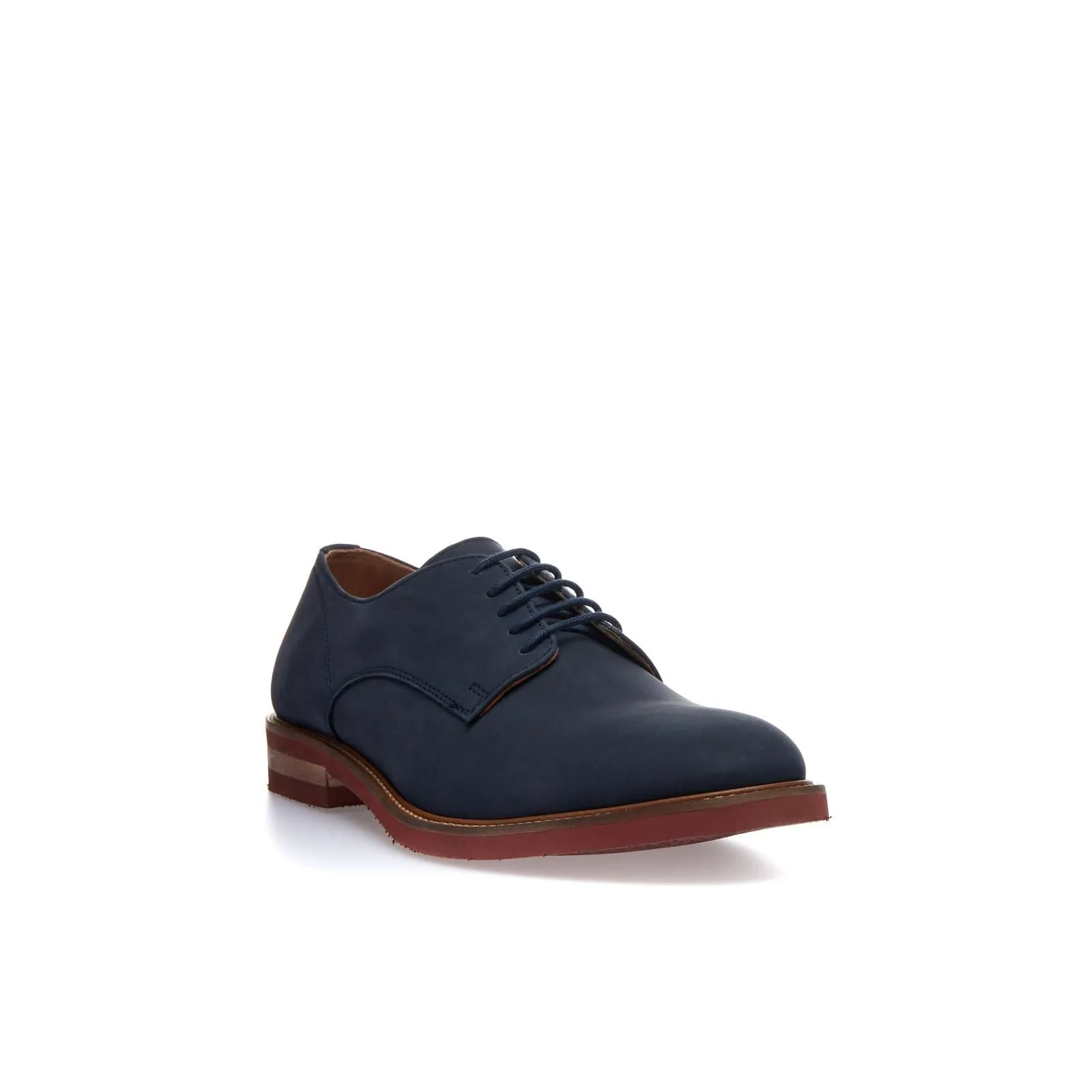 Scarpe blu stringate casual in pelle