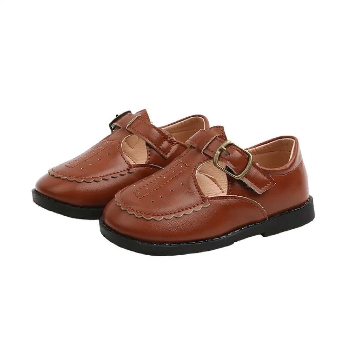 Scarpe in pelle per bambini 2023 Scarpe retrò legate per ragazze Stile britannico Marrone Allmatch Scarpe casual per bambini vin