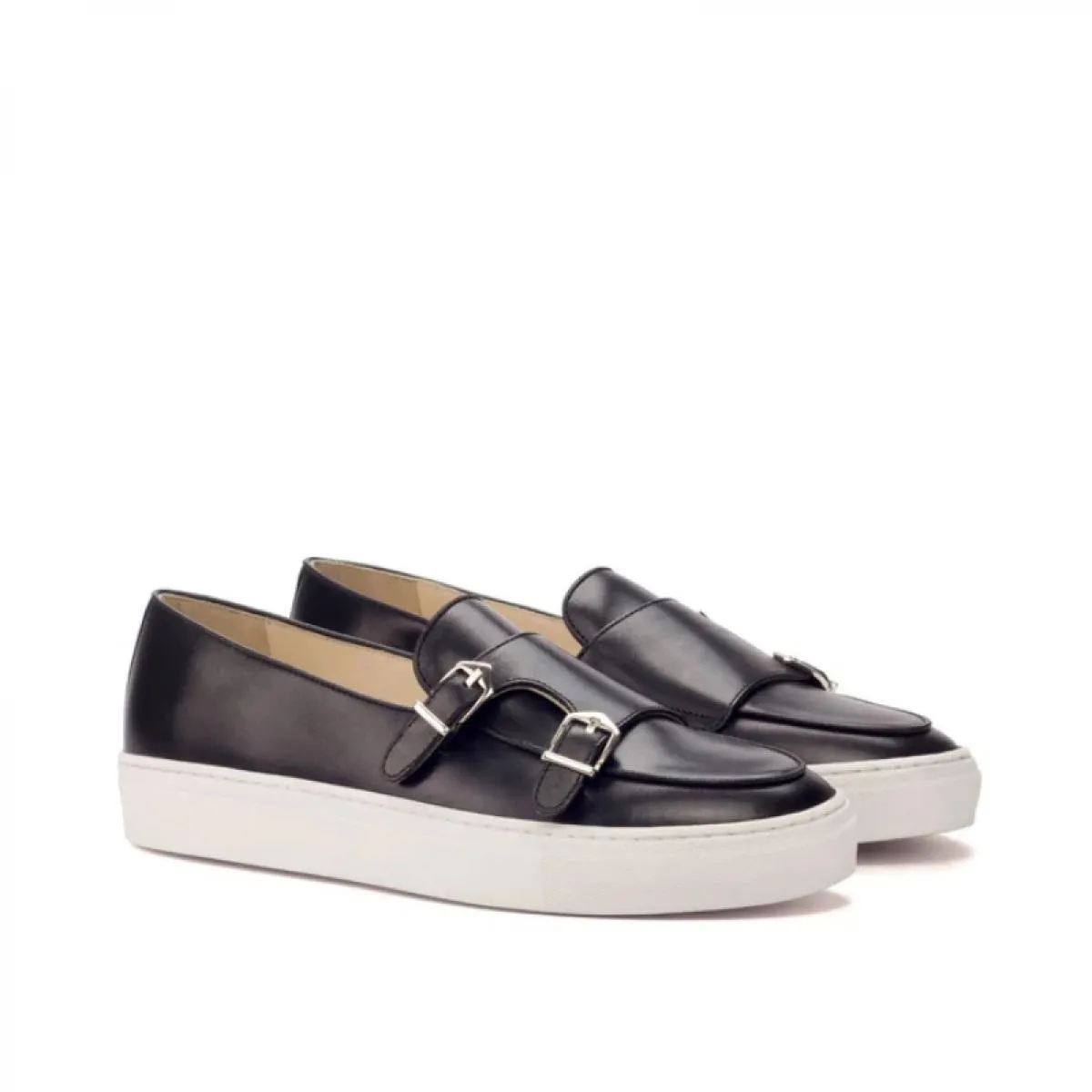Scarpe sportive da uomo Scarpe vulcanizzate casual Scarpe da monaco con doppia fibbia fatte a mano nere marroni Scarpe da uomo d