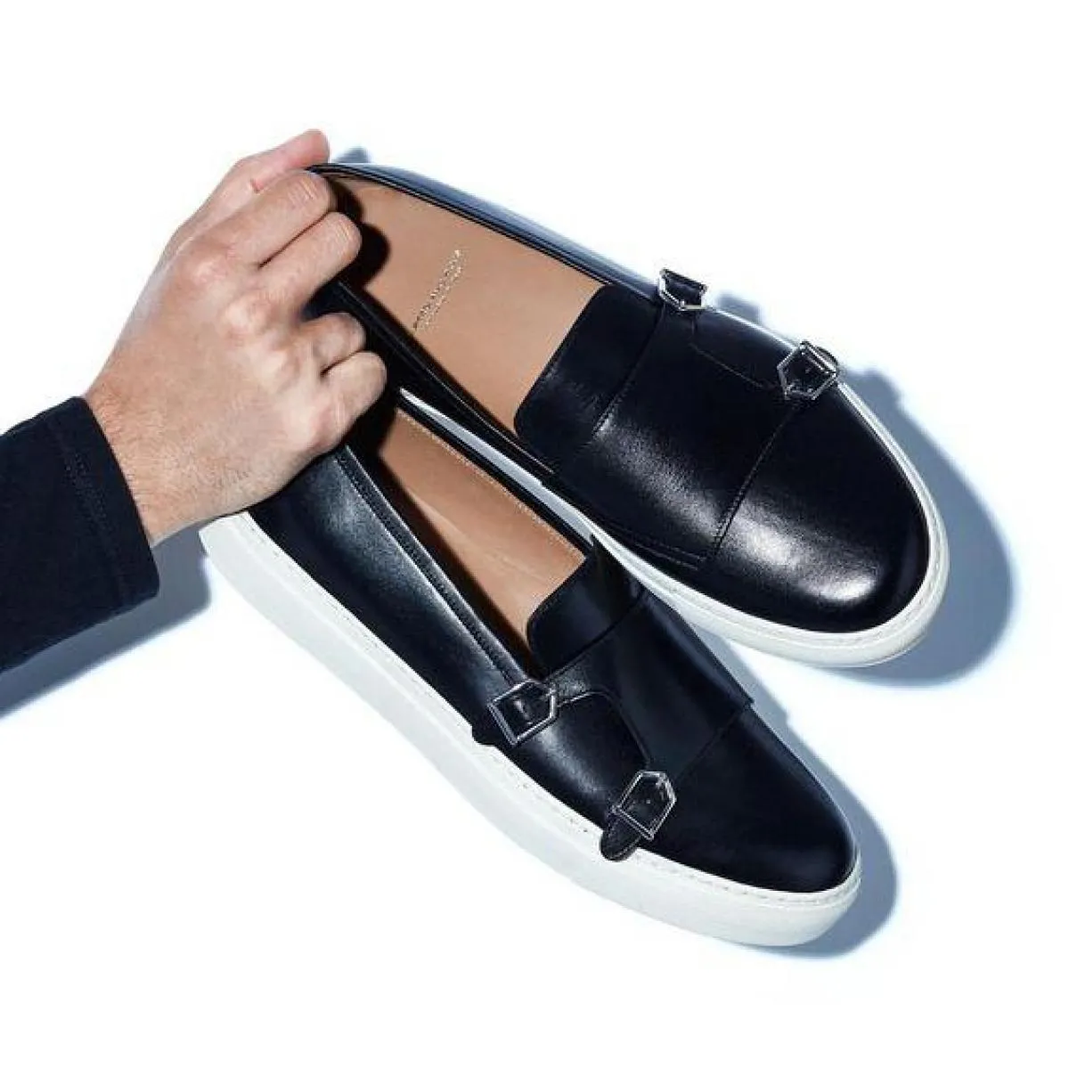 Scarpe sportive da uomo Scarpe vulcanizzate casual Scarpe da monaco con doppia fibbia fatte a mano nere marroni Scarpe da uomo d