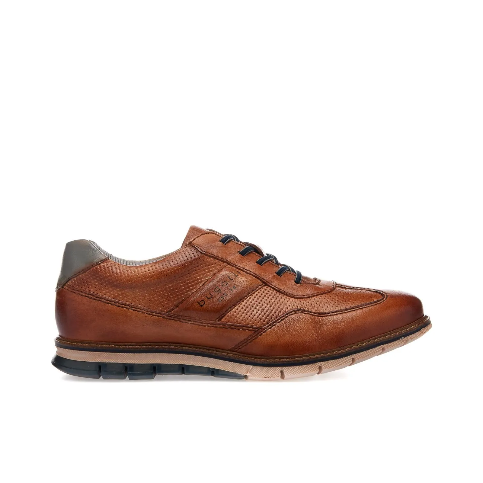 Scarpe stringate casual marroni in pelle con logo