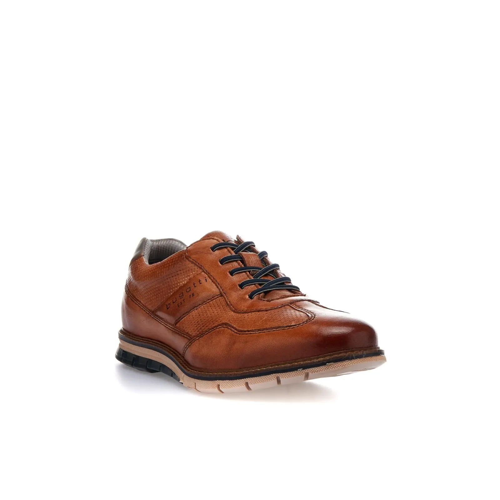 Scarpe stringate casual marroni in pelle con logo
