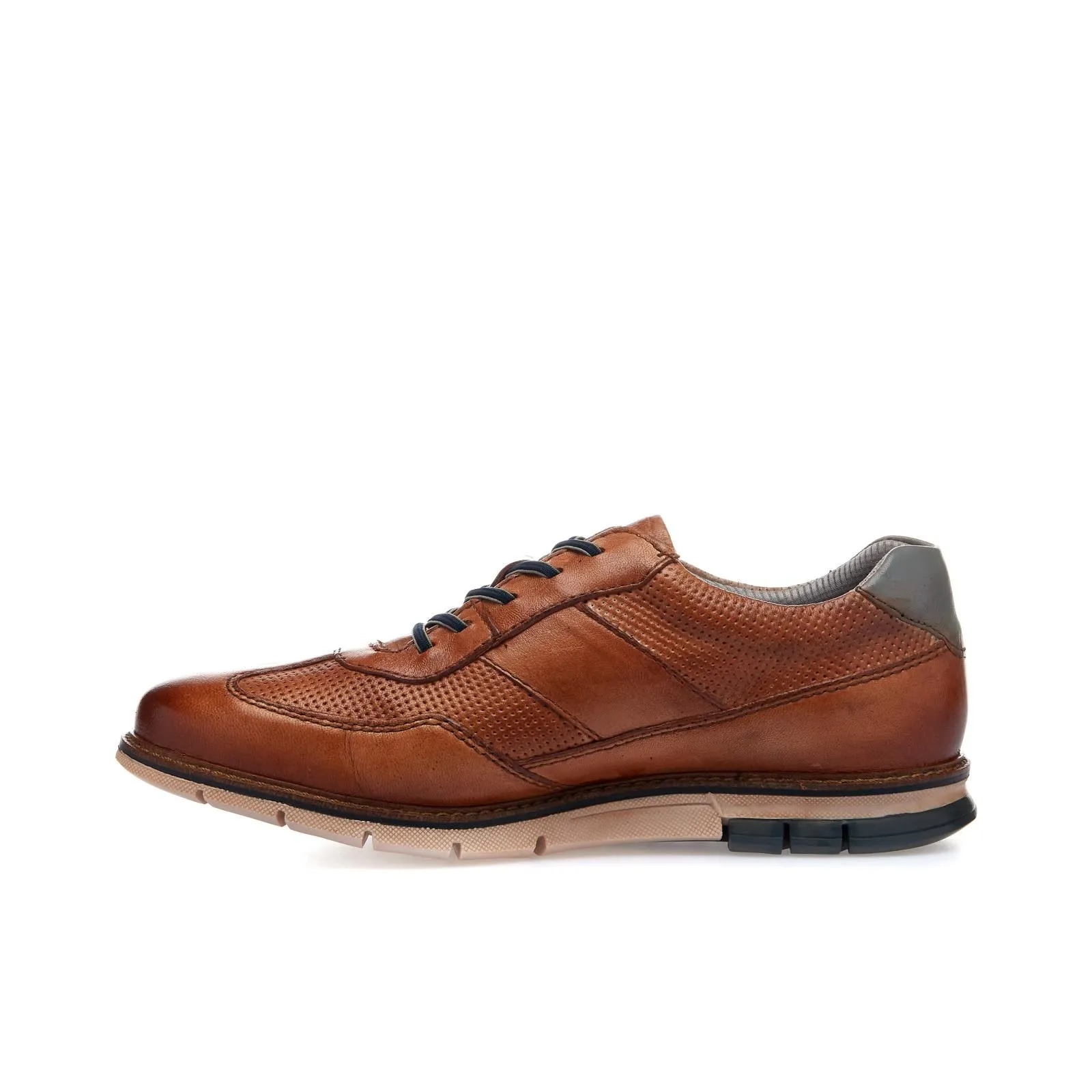 Scarpe stringate casual marroni in pelle con logo