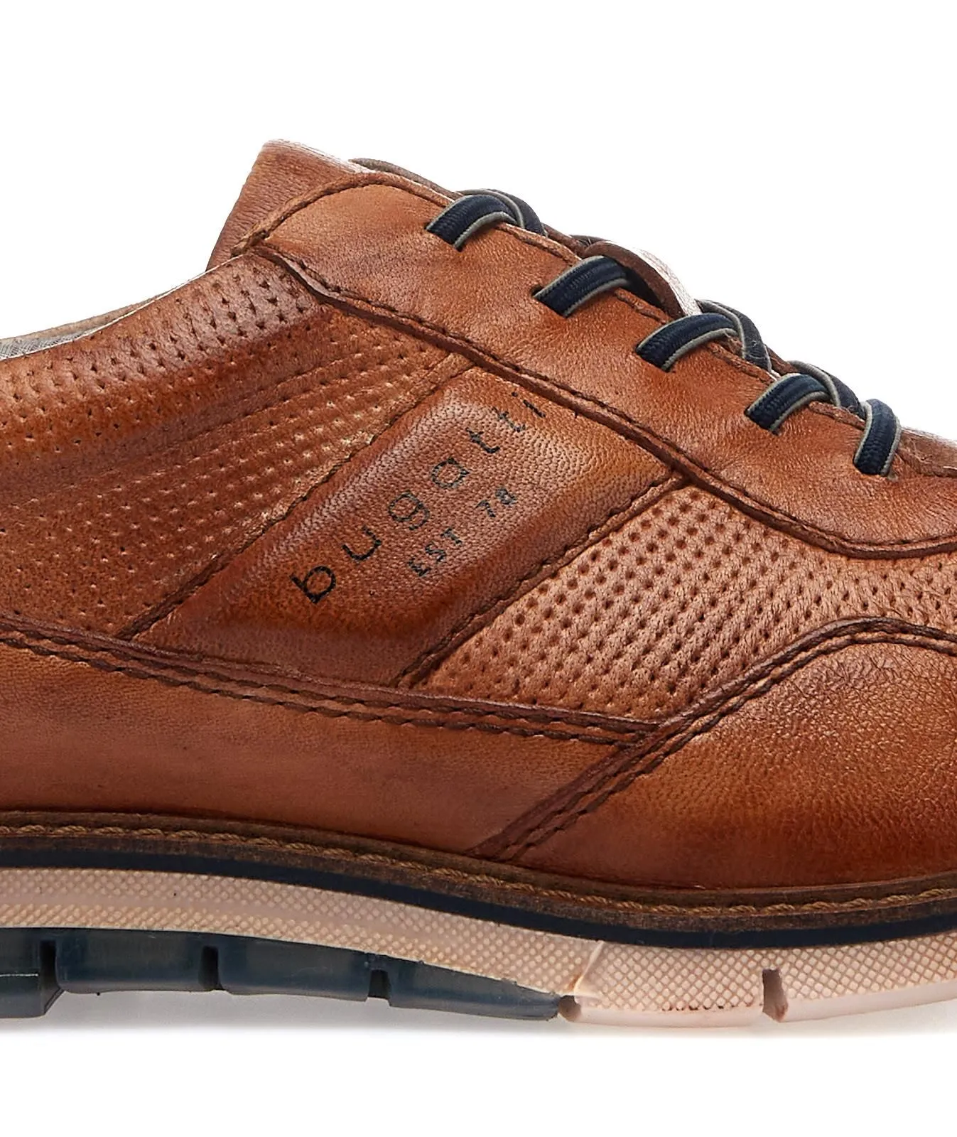 Scarpe stringate casual marroni in pelle con logo