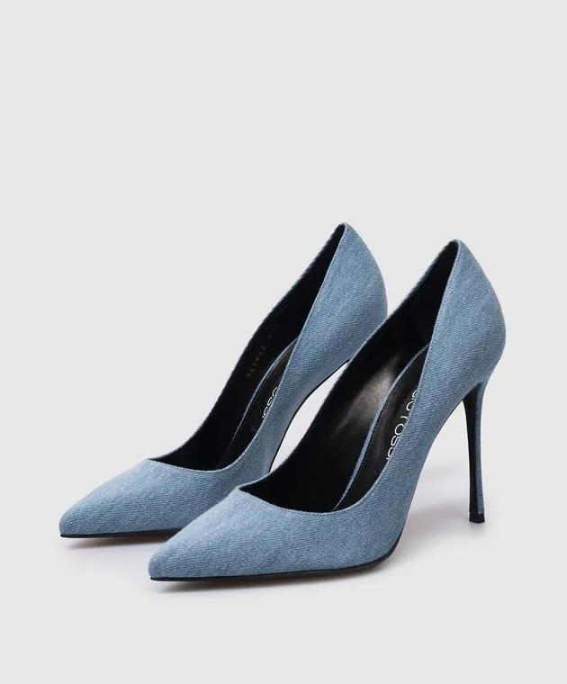 Sergio Rossi Scarpe da barca in denim blu Godiva A43842MTEY07