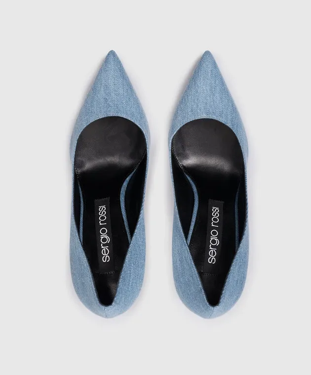 Sergio Rossi Scarpe da barca in denim blu Godiva A43842MTEY07