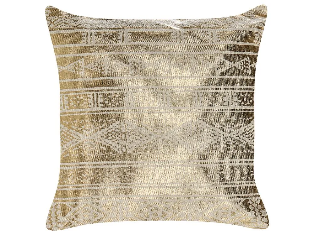 Set of 2 Decorative Cushions OUJDA Cotton 50 x 50 cm Gold Geometric Pattern