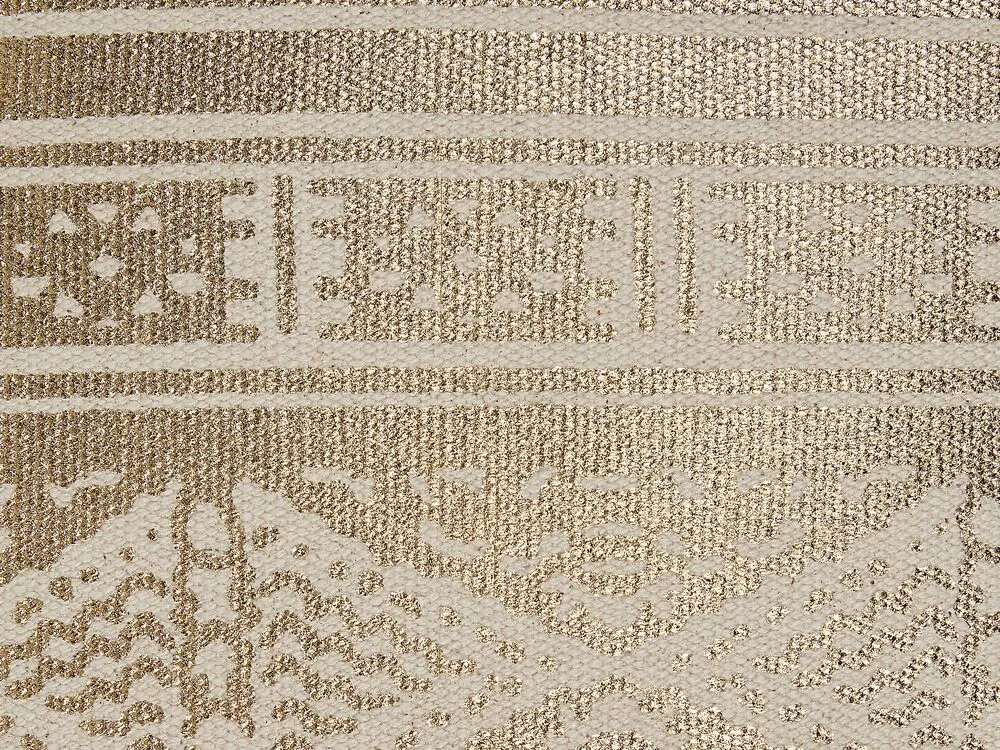 Set of 2 Decorative Cushions OUJDA Cotton 50 x 50 cm Gold Geometric Pattern