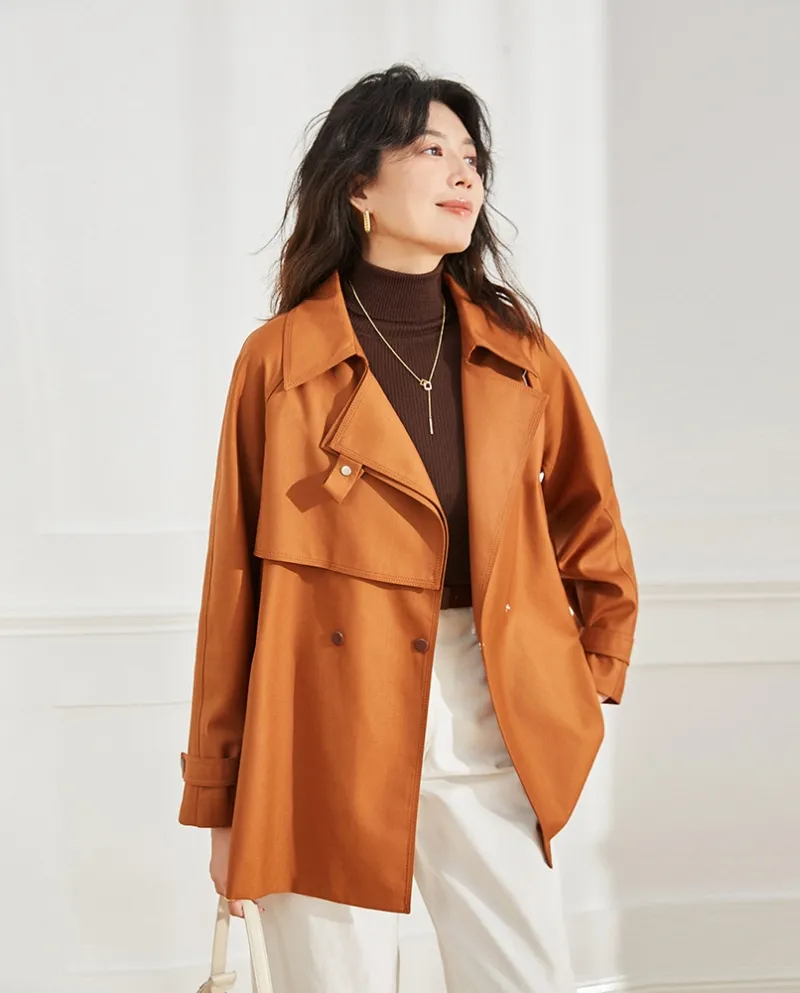 Shenghong 23 Autunno Nuovo Design Asimmetrico Allentato Casual Temperamento Giacca a vento di media lunghezza per le donne 12925