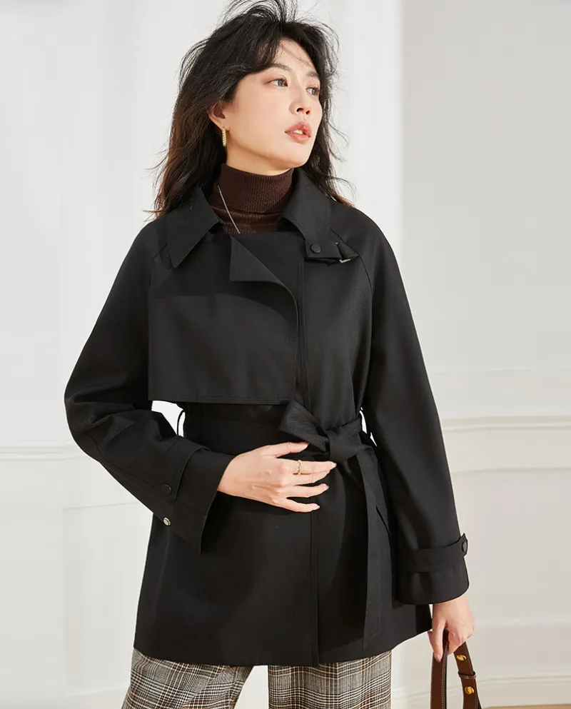 Shenghong 23 Autunno Nuovo Design Asimmetrico Allentato Casual Temperamento Giacca a vento di media lunghezza per le donne 12925