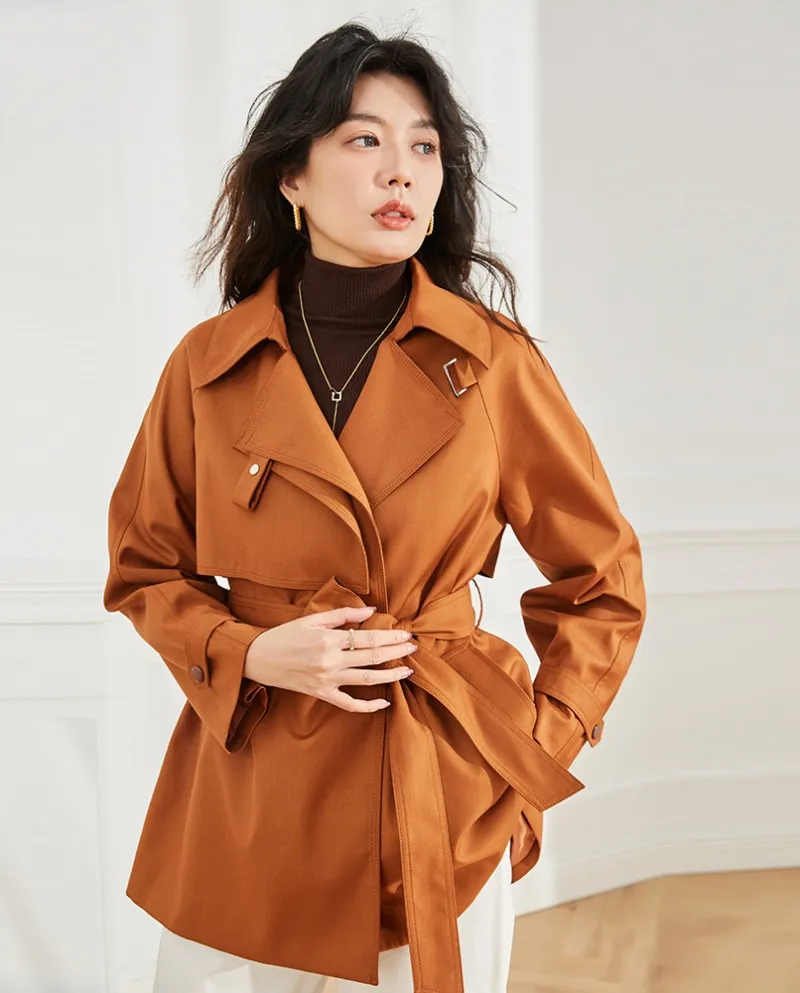Shenghong 23 Autunno Nuovo Design Asimmetrico Allentato Casual Temperamento Giacca a vento di media lunghezza per le donne 12925