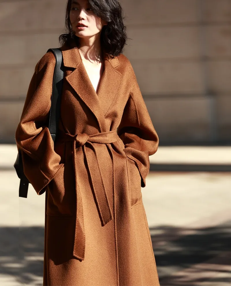 Shenghong accuratamente selezionato 23 Autunno e inverno Nuovo stile M Famiglia Cappotto di lana con ondulazione dell'acqua a do