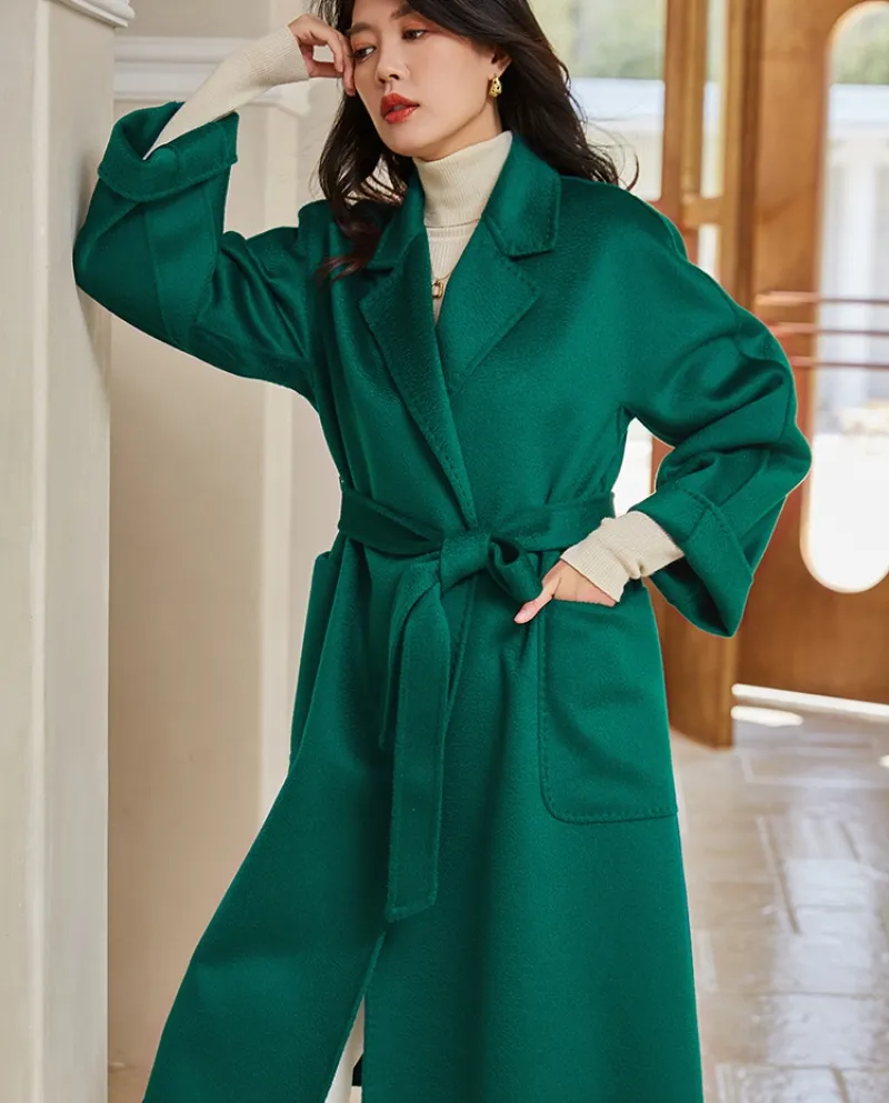 Shenghong accuratamente selezionato 23 Autunno e inverno Nuovo stile M Famiglia Cappotto di lana con ondulazione dell'acqua a do