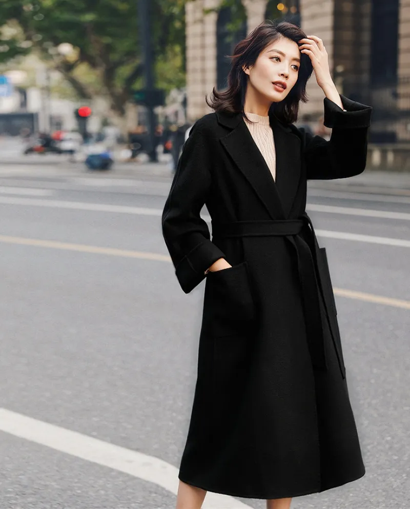 Shenghong accuratamente selezionato 23 Autunno e inverno Nuovo stile M Famiglia Cappotto di lana con ondulazione dell'acqua a do