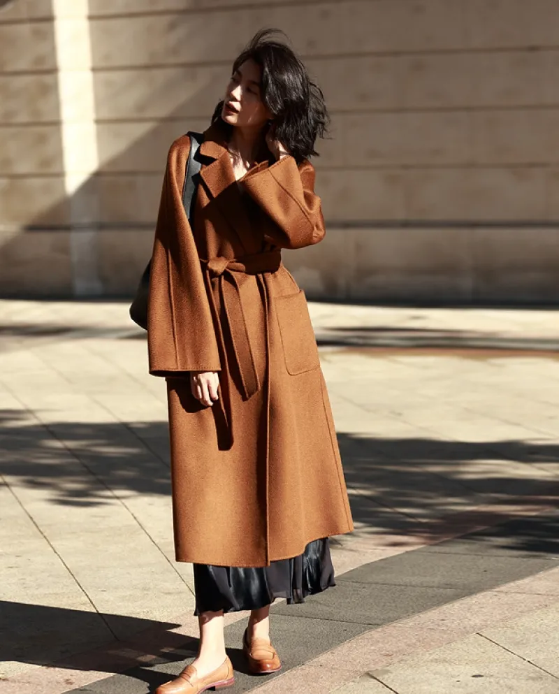 Shenghong accuratamente selezionato 23 Autunno e inverno Nuovo stile M Famiglia Cappotto di lana con ondulazione dell'acqua a do