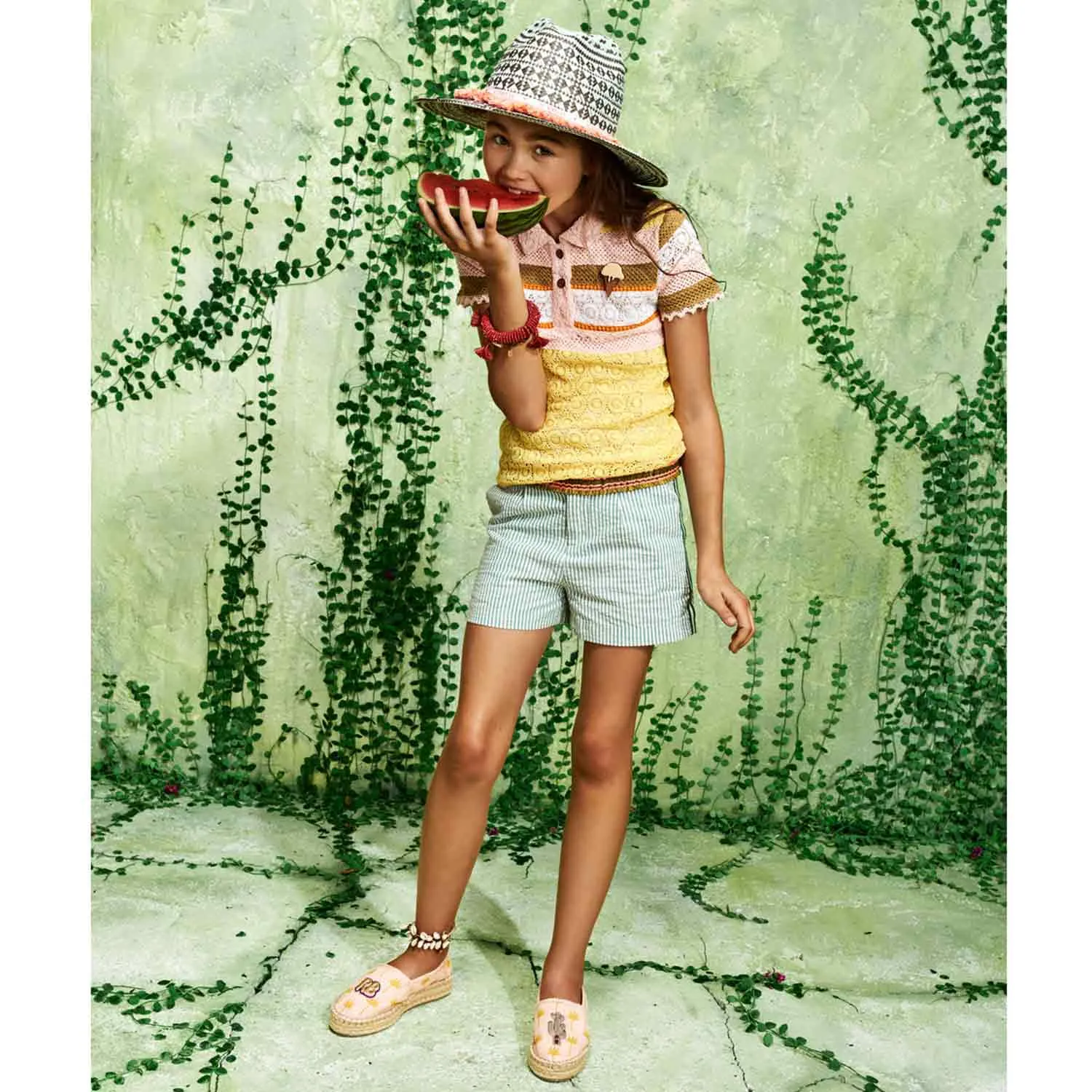 Shorts A Righe Ragazza