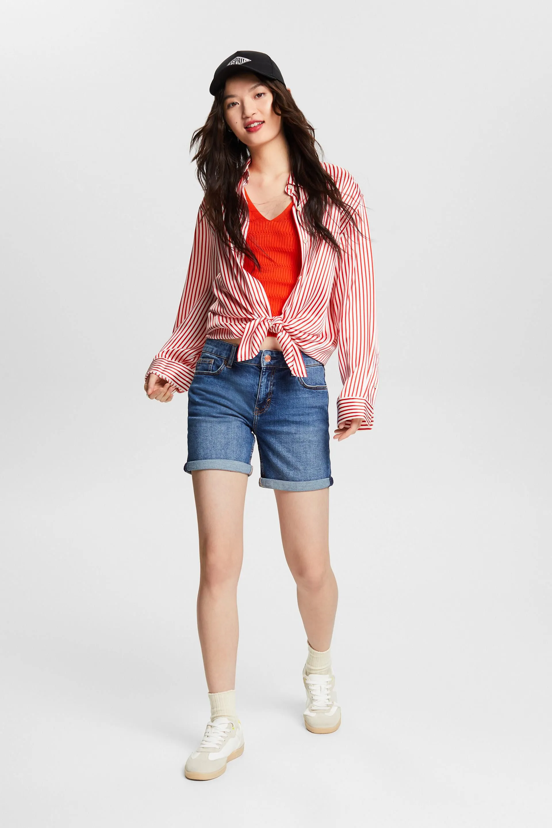 Shorts in denim a vita media, classici e retrò