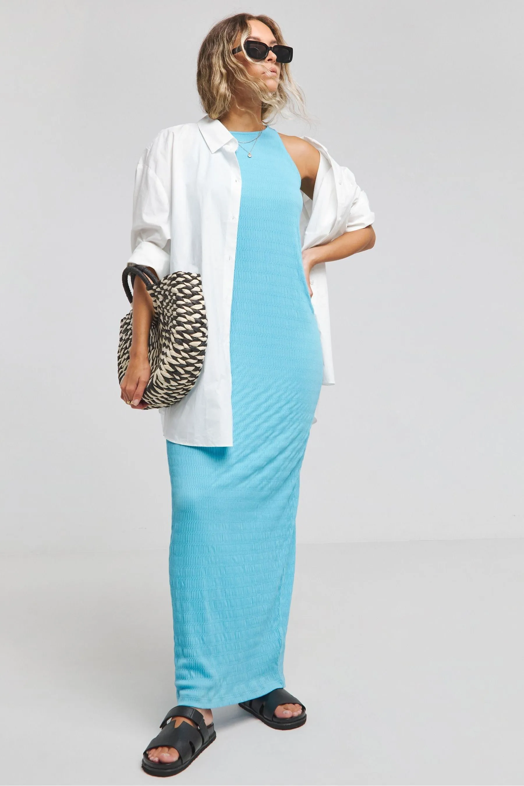 Simply Be - Abito maxi in jersey testurizzato