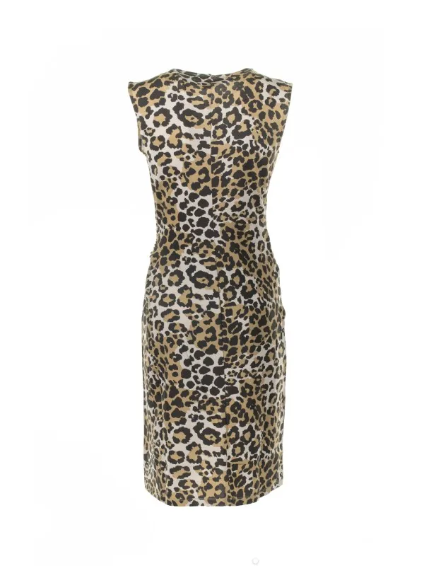 Spotted midi sleeveless dress
