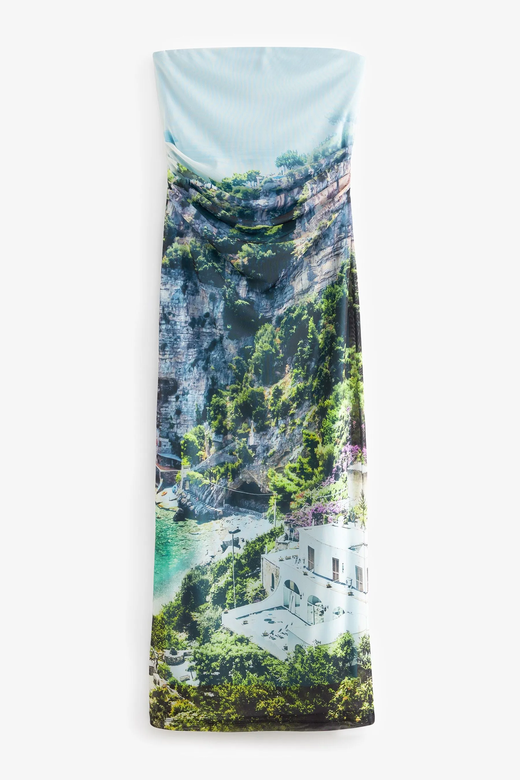 Stampa per le vacanze con paesaggio multi  - Abito maxi a fascia in rete