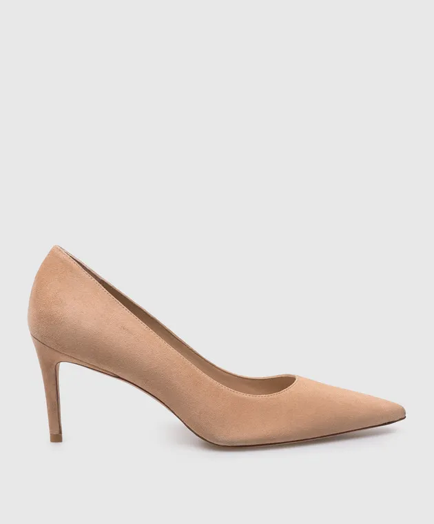 Stuart Weitzman Scarpe da barca STUART in camoscio beige S7009