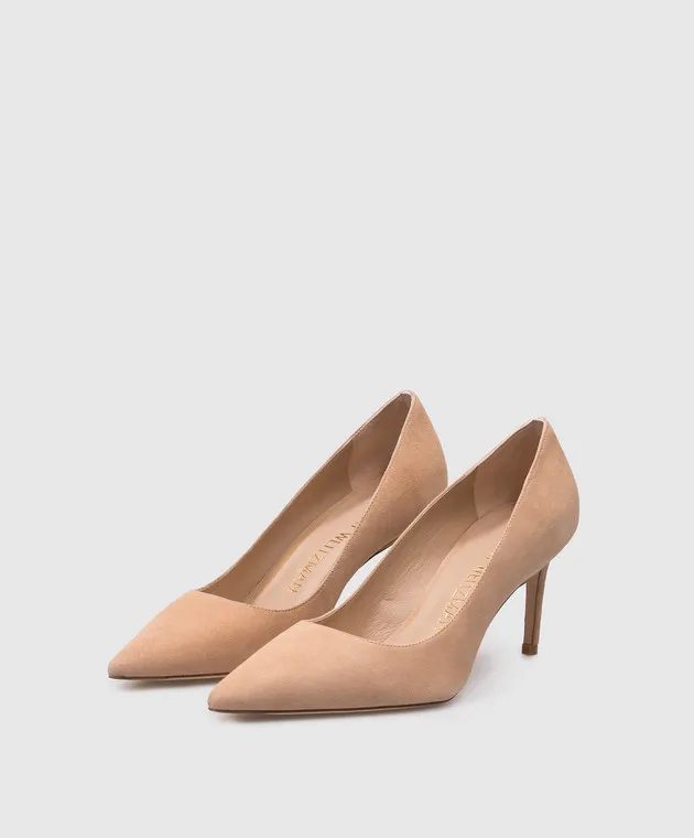 Stuart Weitzman Scarpe da barca STUART in camoscio beige S7009