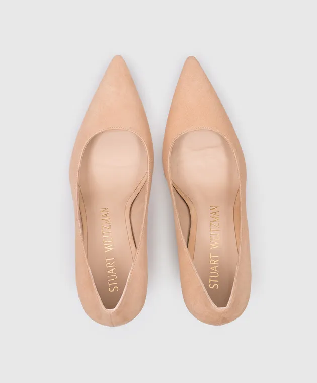 Stuart Weitzman Scarpe da barca STUART in camoscio beige S7009