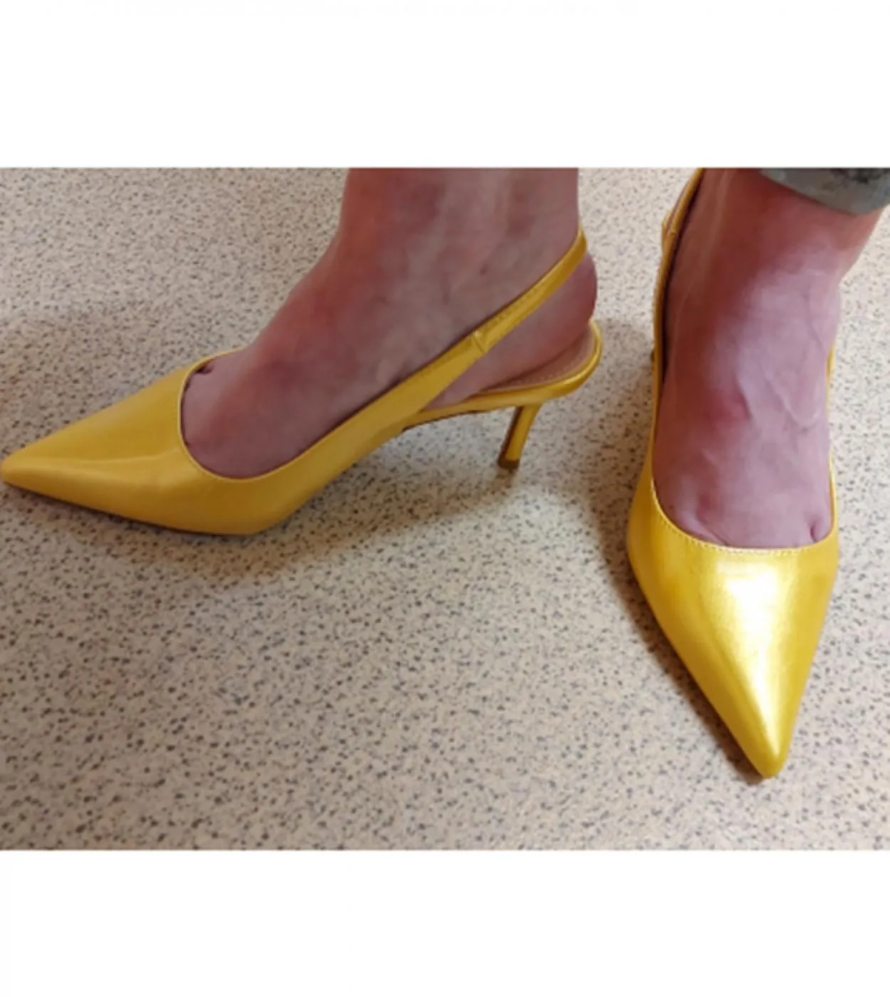 Summer Women 7cm 95cm Sandali con tacco alto Lady Stripper Slingback Sandles Oversize Medio Tacchi bassi Prom da sposa Giallo