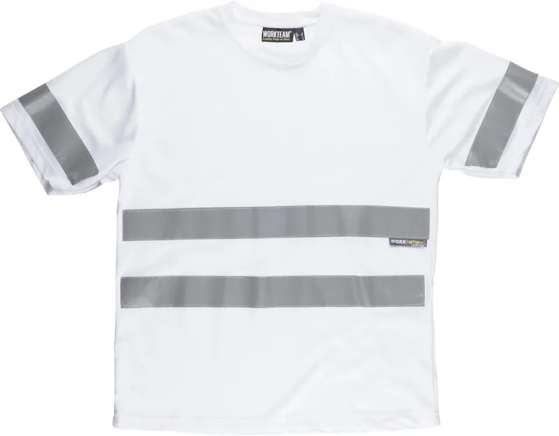 T-shirt a collo alto, maniche corte, nastri riflettenti bianchi