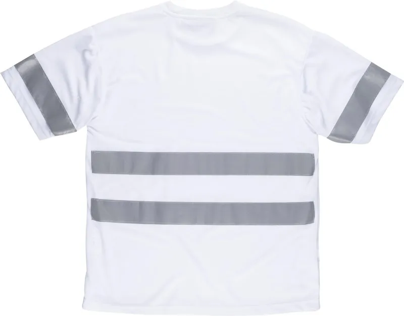 T-shirt a collo alto, maniche corte, nastri riflettenti bianchi