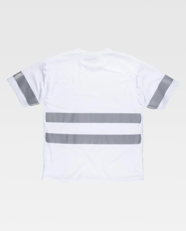 T-shirt a collo alto, maniche corte, nastri riflettenti bianchi