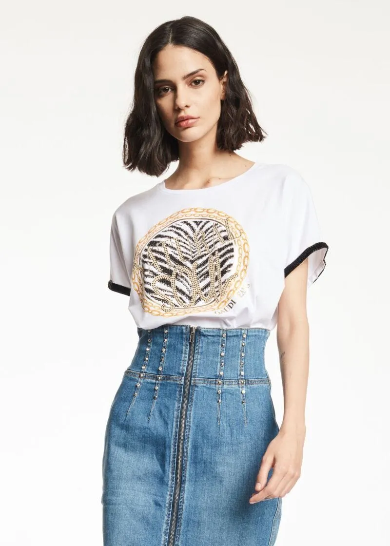 T-shirt con collo a giro