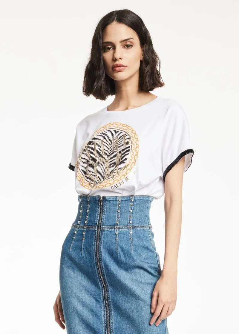 T-shirt con collo a giro