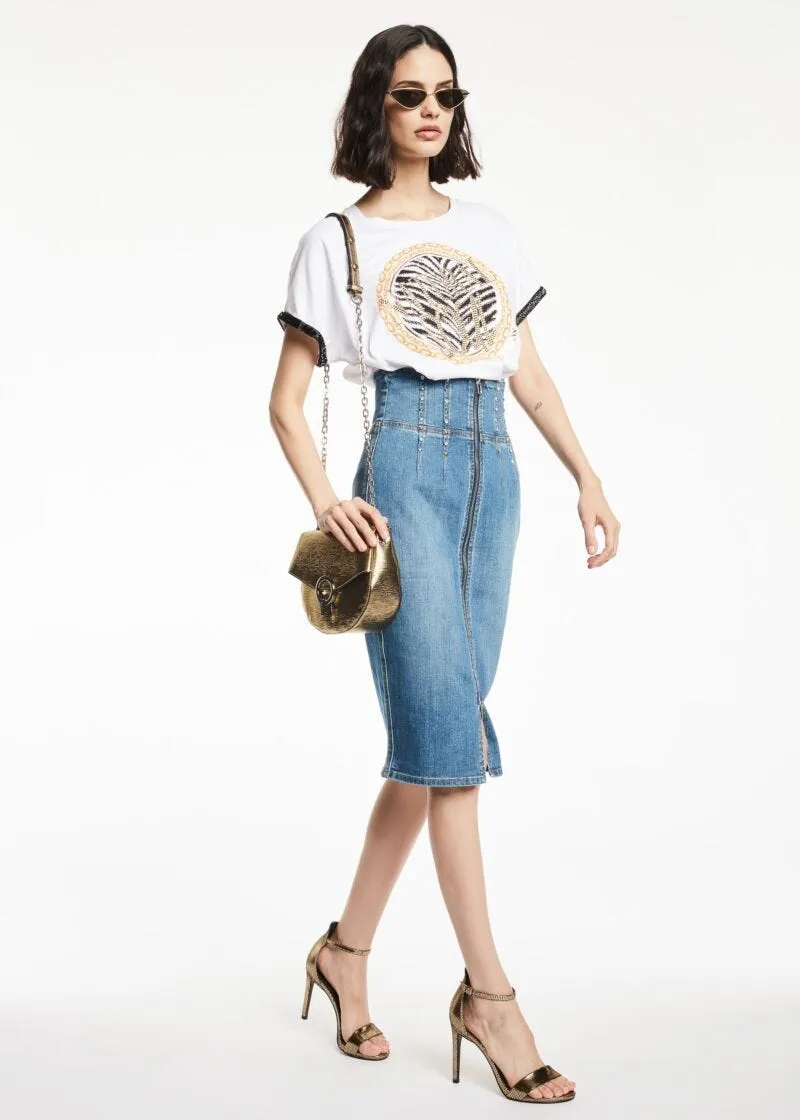 T-shirt con collo a giro