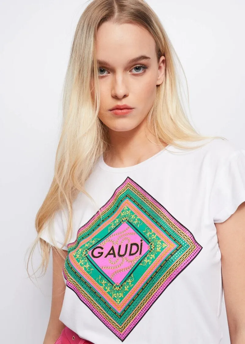 T-shirt con stampa e logo