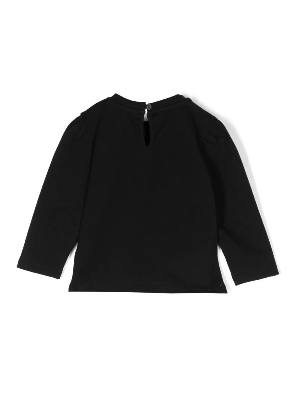T-shirt per neonata nera Moschino Kids con stemma Teddy Bear e cuoricino