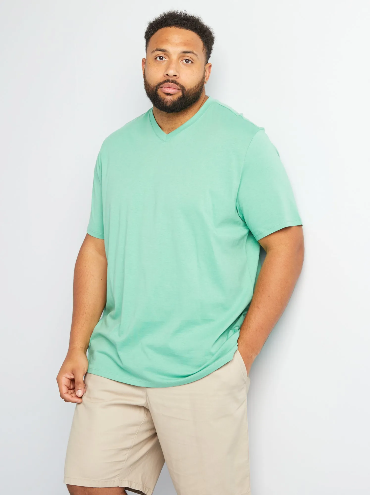 T-shirt scollo a V - VERDE
