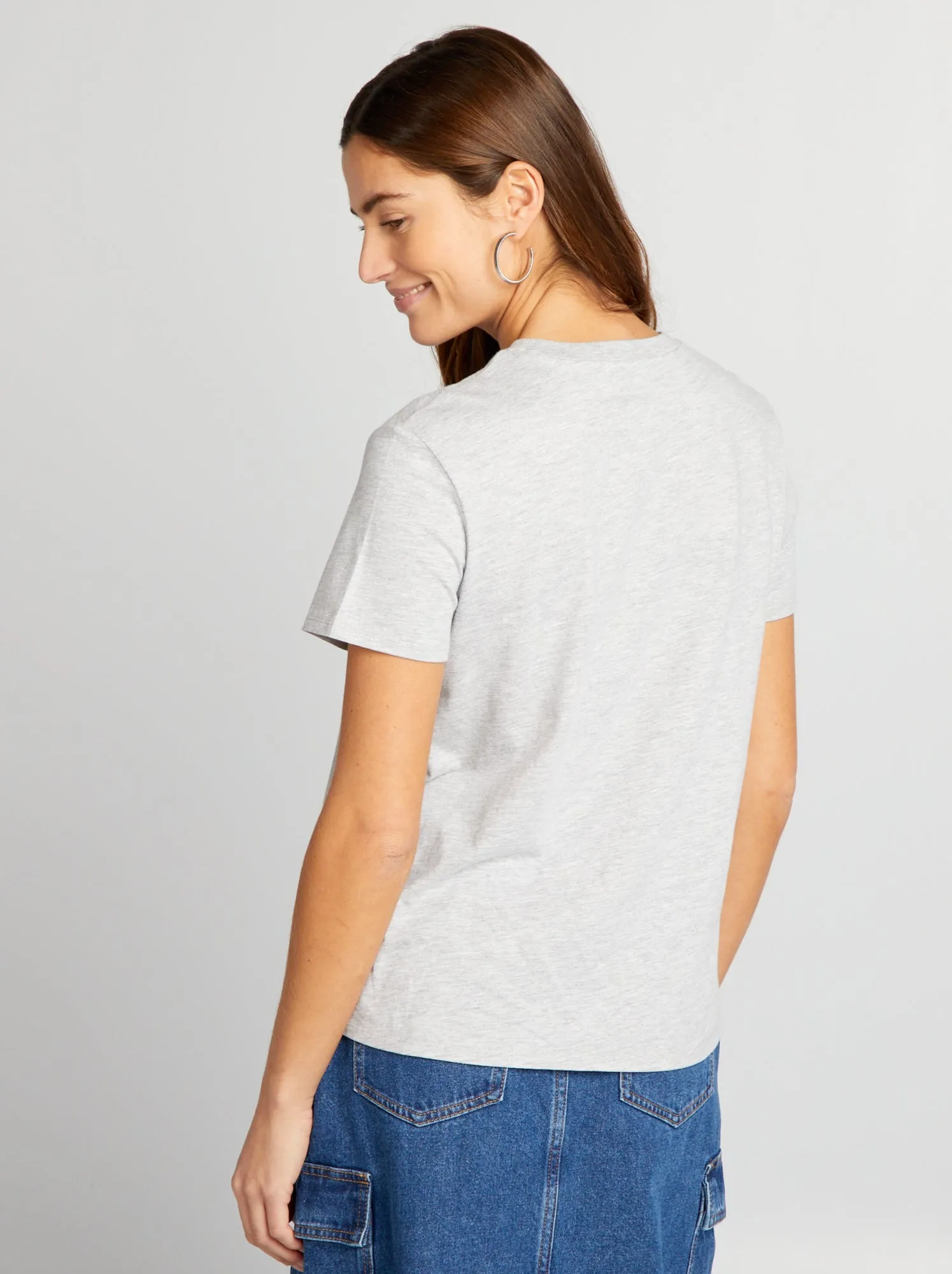 T-shirt tinta unita in jersey - GRIGIO