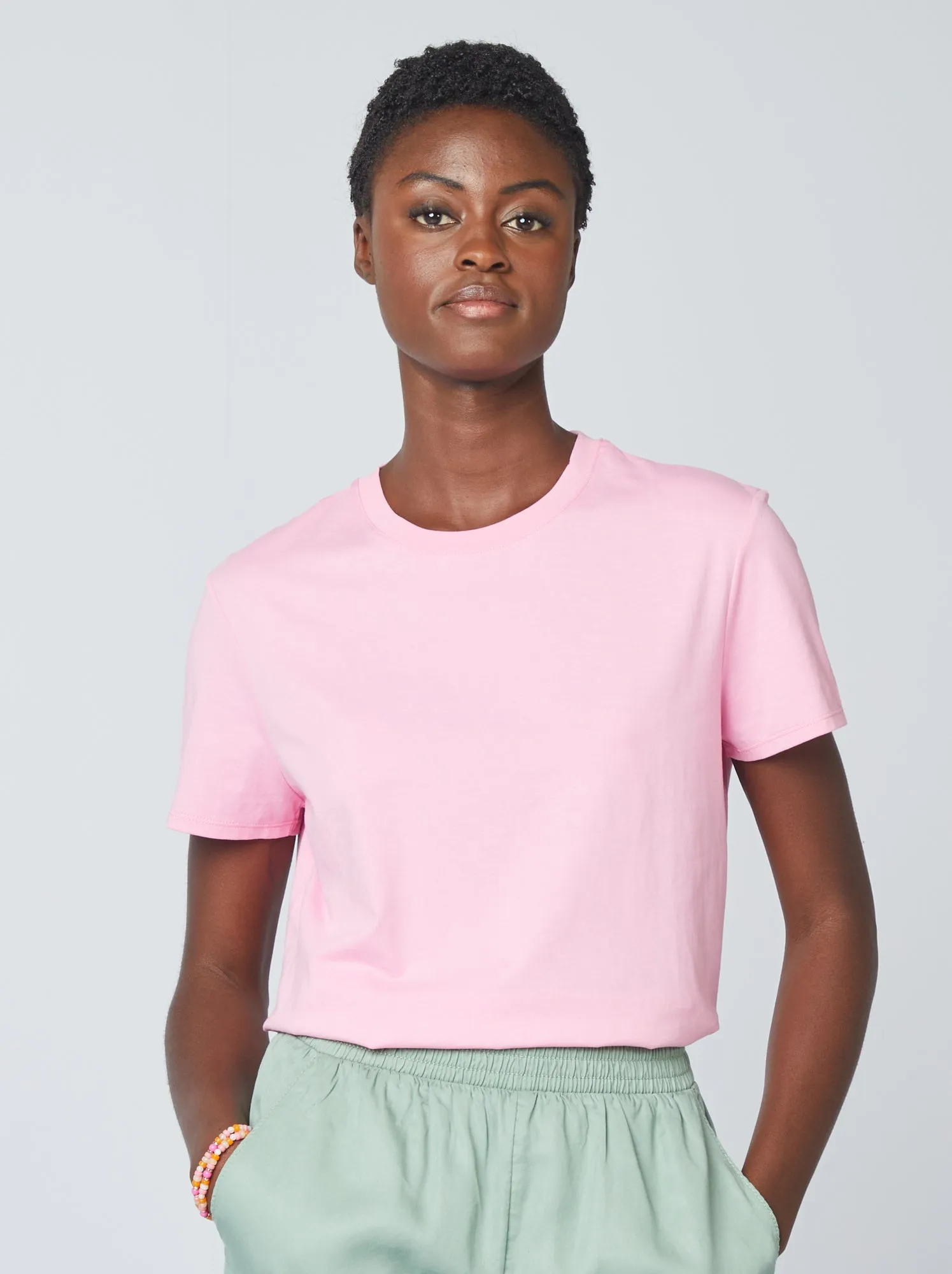 T-shirt tinta unita in jersey - ROSA