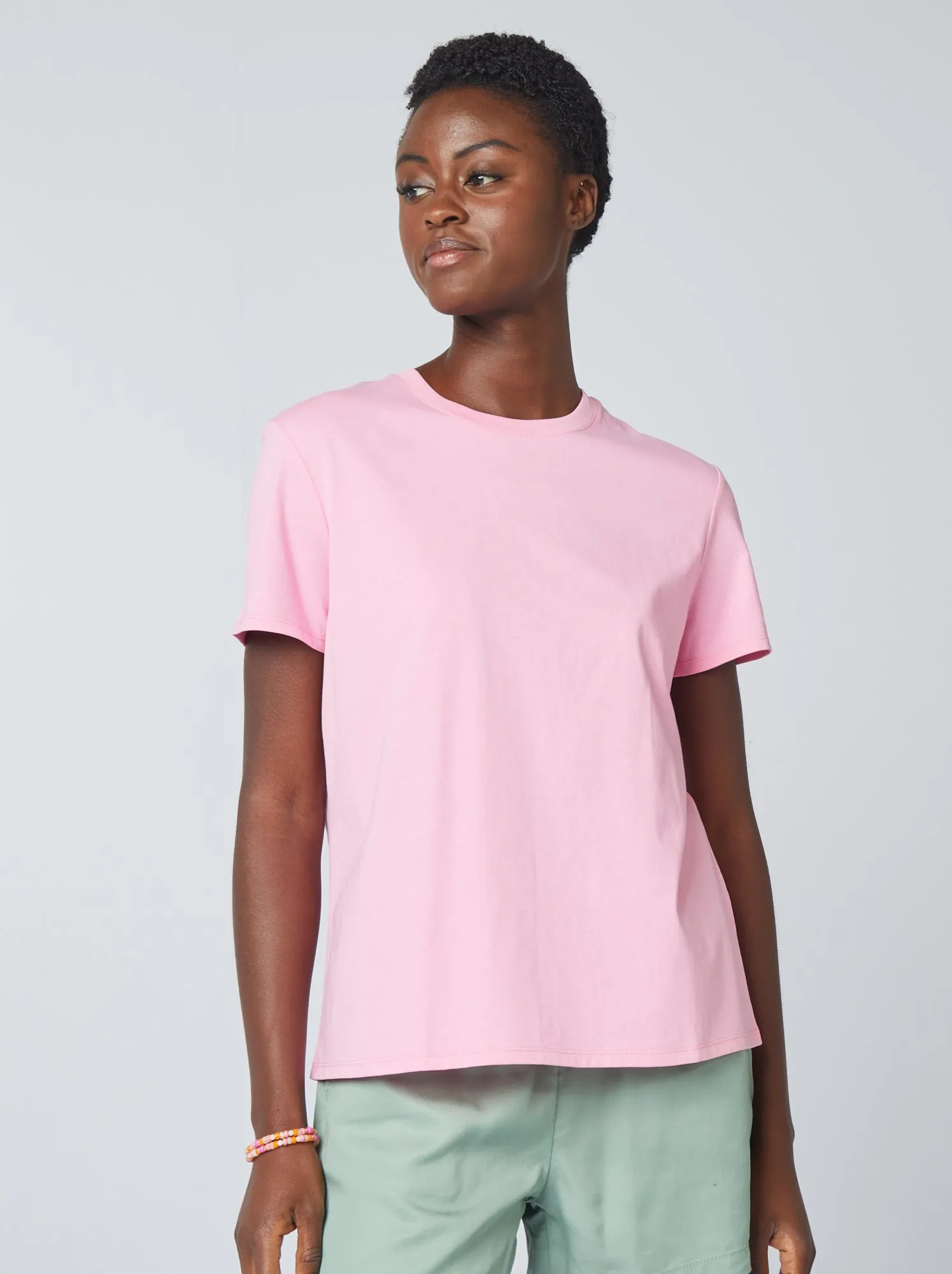 T-shirt tinta unita in jersey - ROSA