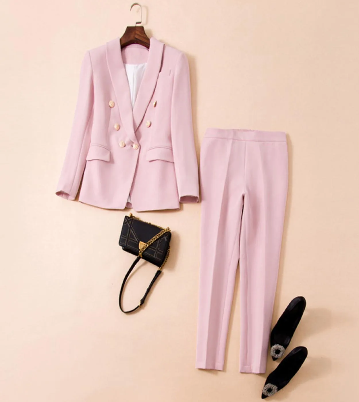 Tailleur pantalone rosa da donna Completi rosa da donna Prezzi bassi Completi pantalone donna rosa nero