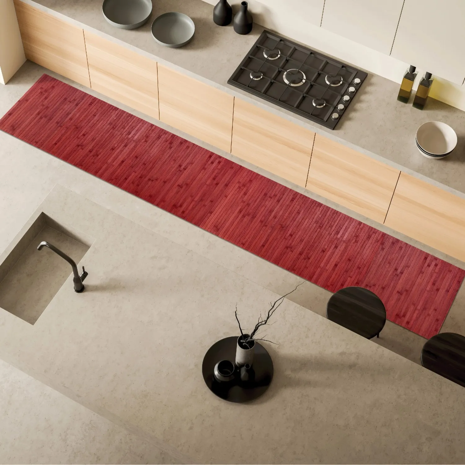 Tappeto arredo Bamboo Plain 50x280 cm rosso