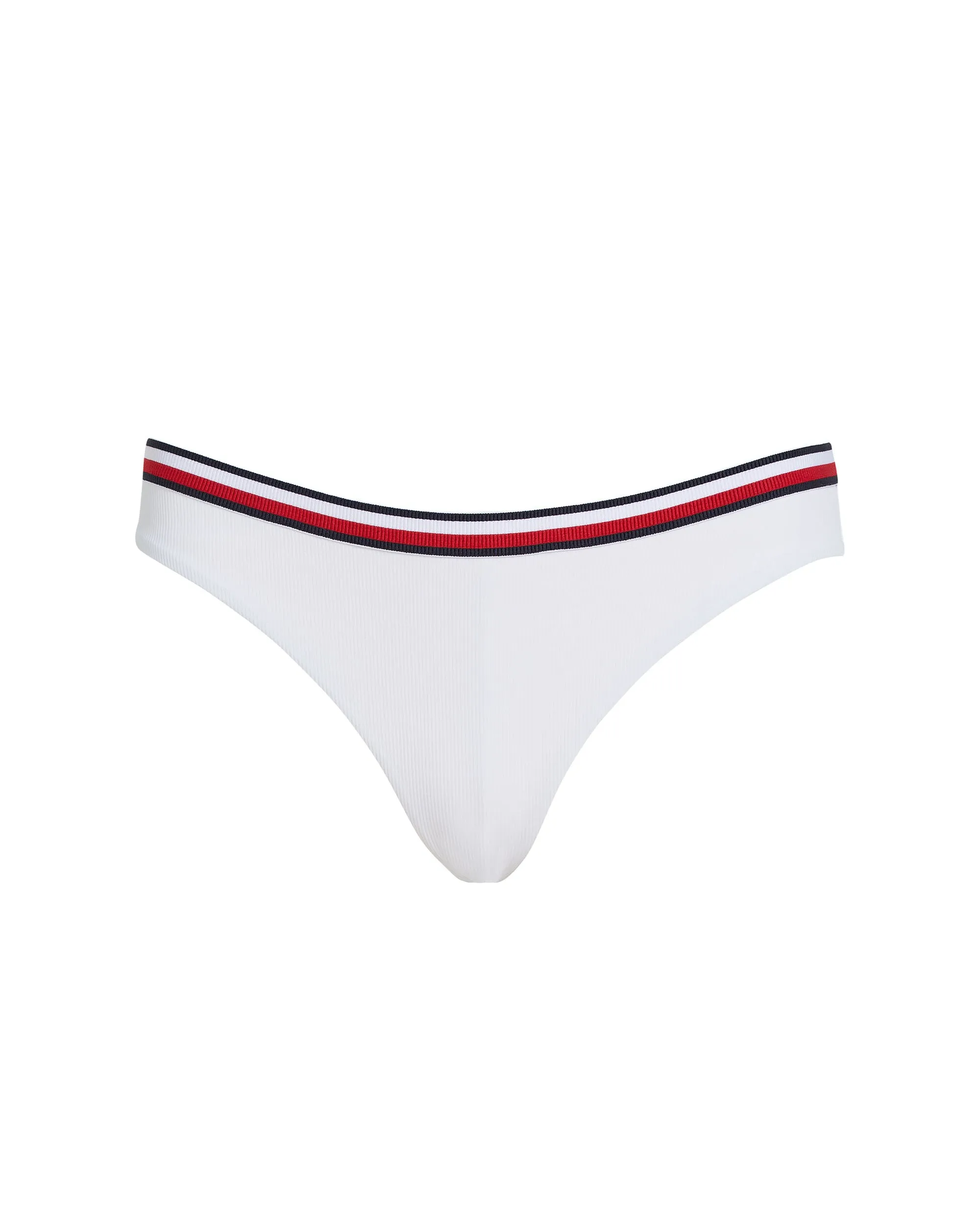 Tommy Hilfiger Slip Bikini a Culotte Global Stripe a Coste Bianco Donna
