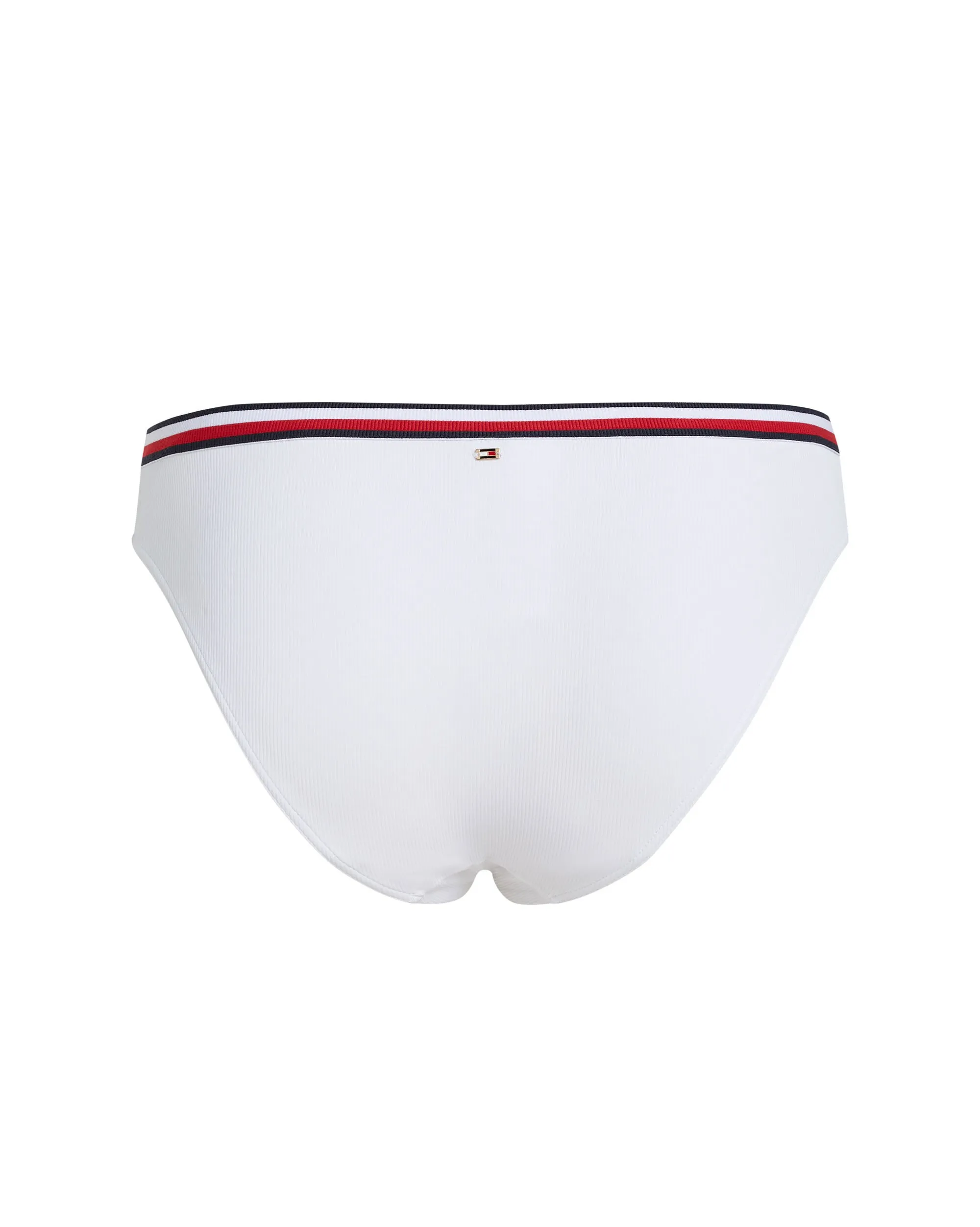 Tommy Hilfiger Slip Bikini a Culotte Global Stripe a Coste Bianco Donna