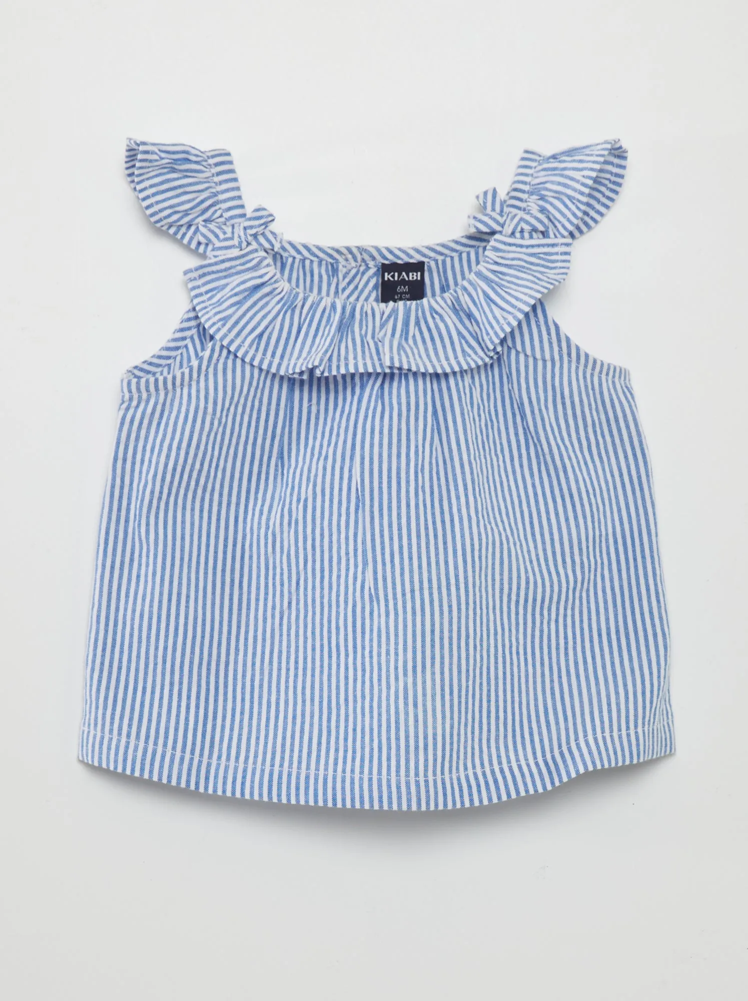 Top a righe con volant - BLU