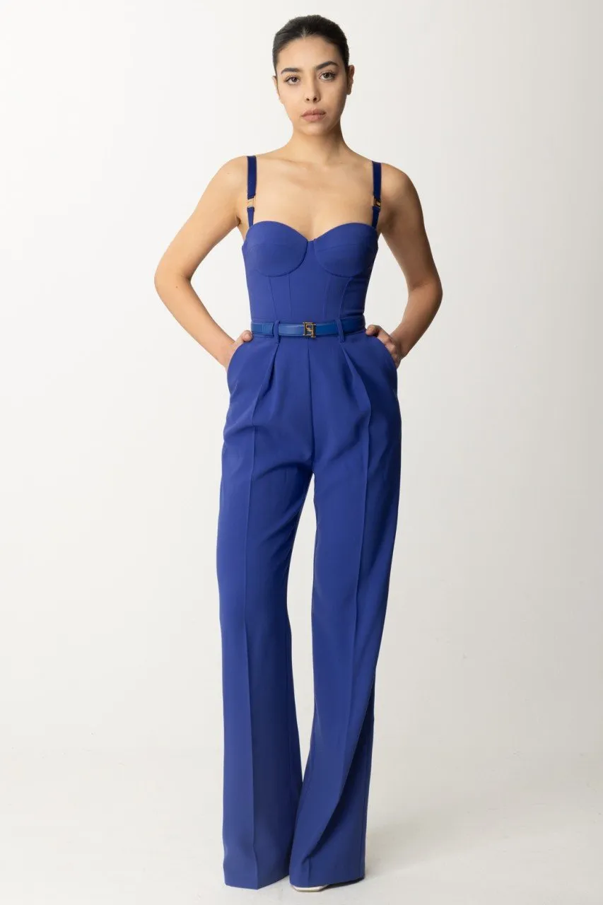 Tuta lunga bustier con cintura BLUE INDACO