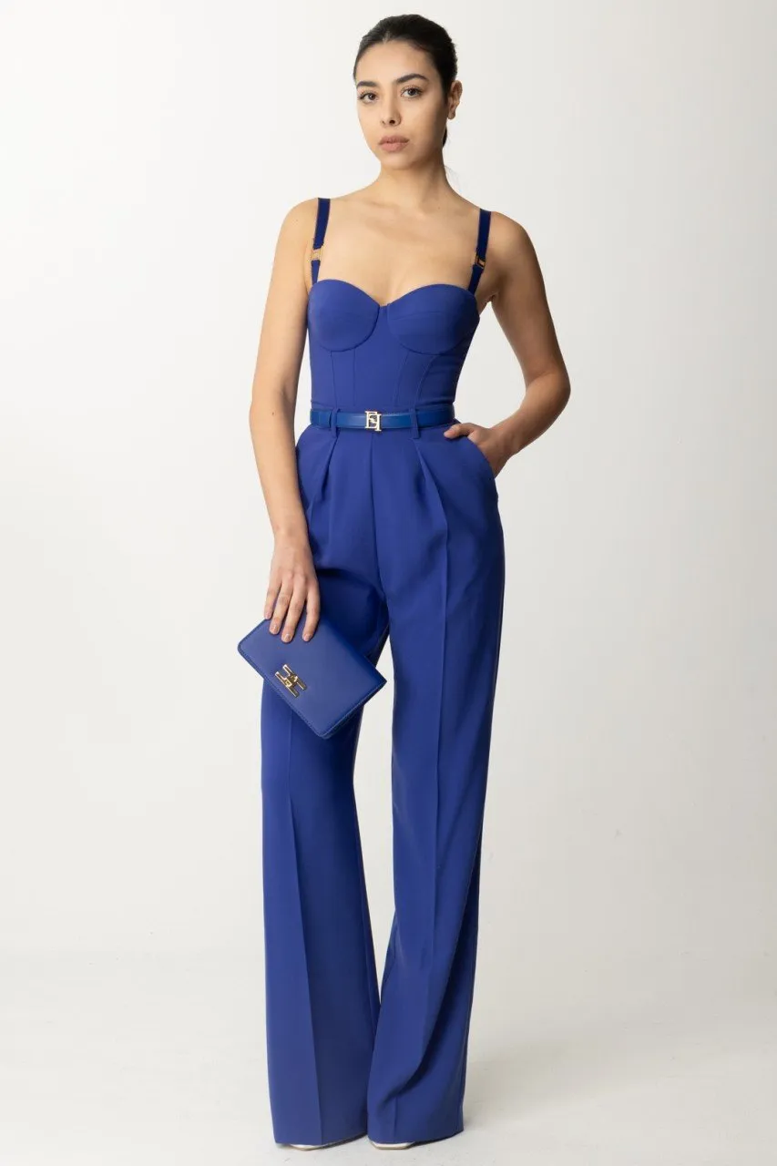 Tuta lunga bustier con cintura BLUE INDACO